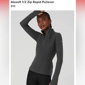 Alo Yoga Alosoft 1/2 Zip Rapid Pullover. Size L. Charcoal Grey. Used. No stains!